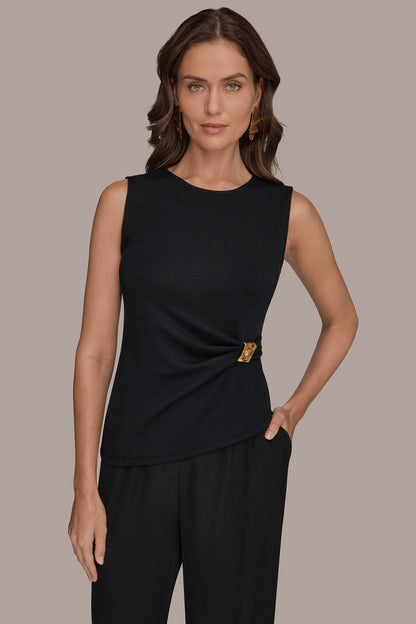 ASYMMETRIC HEM BLOUSE - Black