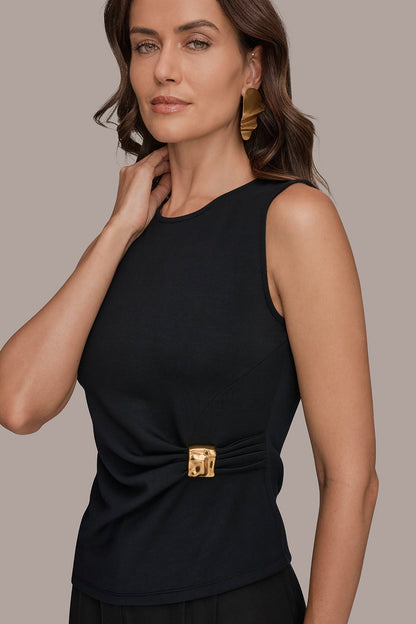 ASYMMETRIC HEM BLOUSE - Black