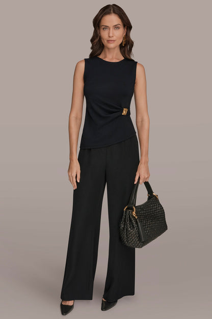 ASYMMETRIC HEM BLOUSE - Black