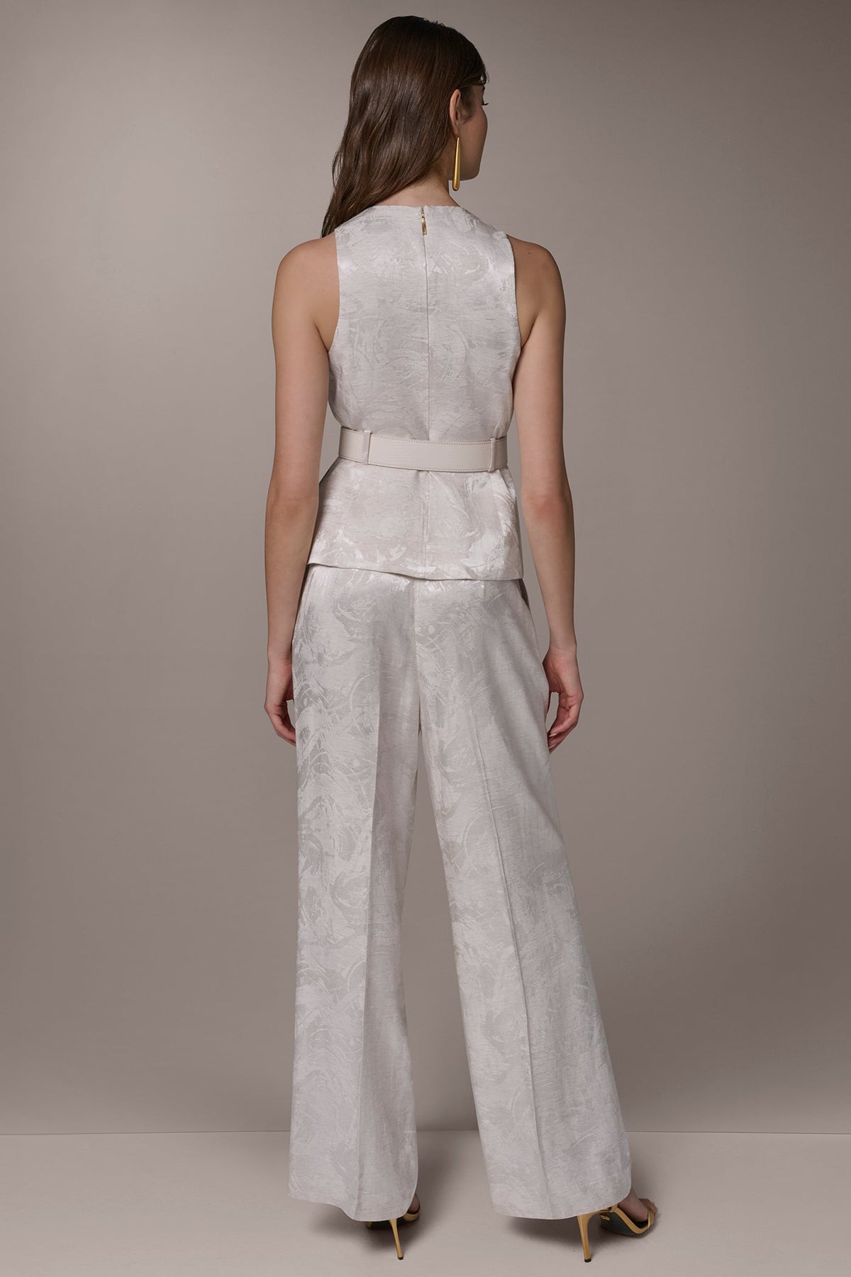 CROPPED CROSSOVER SUIT VEST - Light Flax