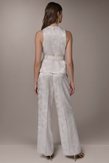 CROPPED CROSSOVER SUIT VEST - Light Flax