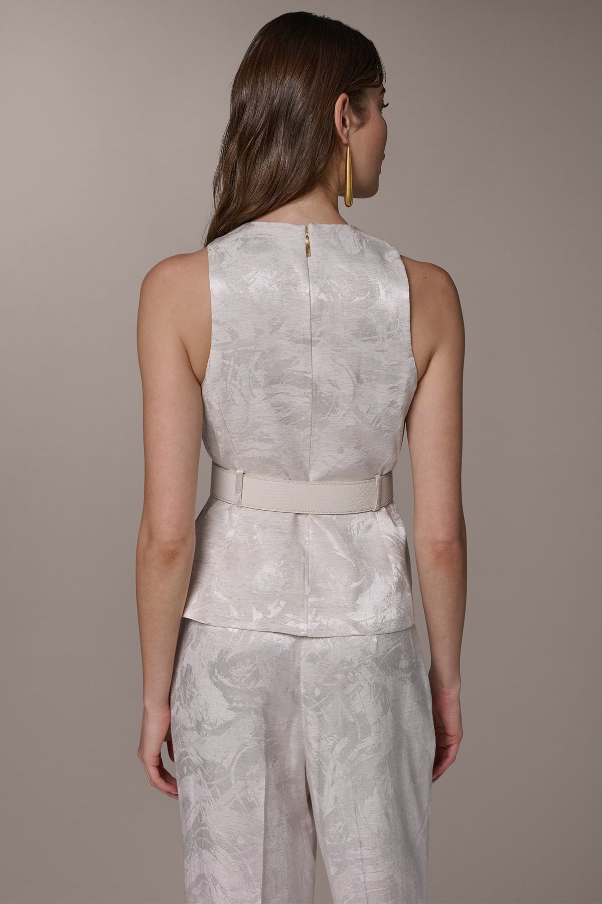 CROPPED CROSSOVER SUIT VEST - Light Flax