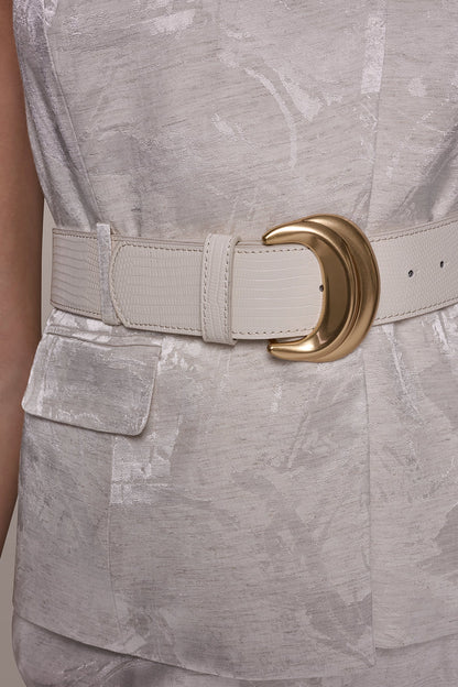 CROPPED CROSSOVER SUIT VEST - Light Flax