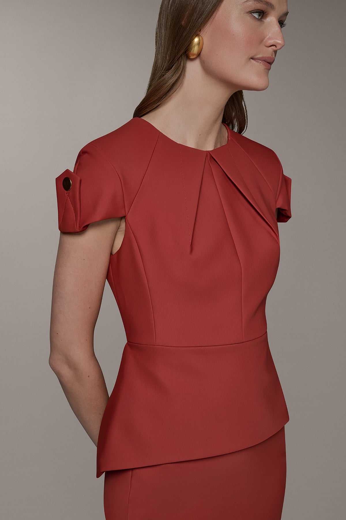 SHORT SLEEVE PEPLUM TOP - Sunbaked