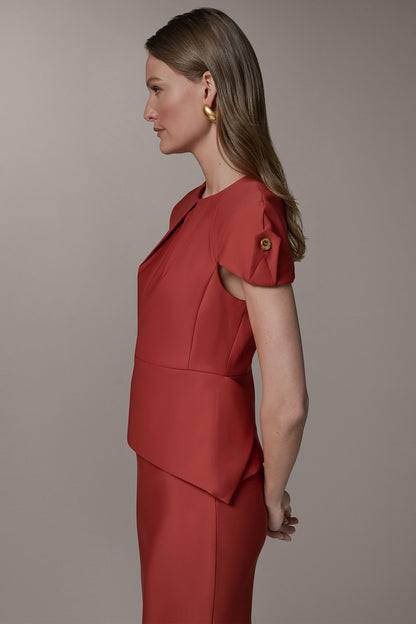 SHORT SLEEVE PEPLUM TOP - Sunbaked
