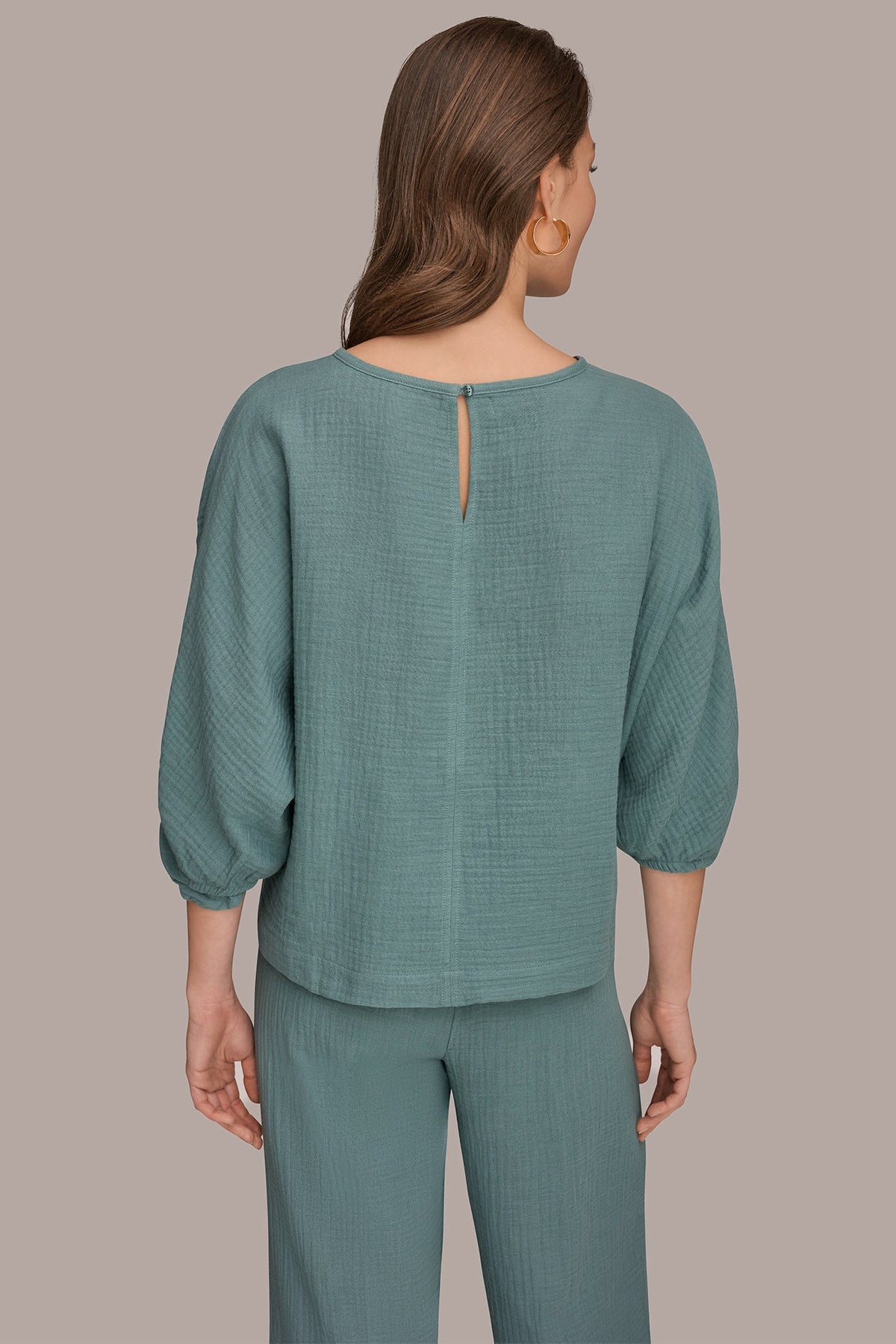 3/4 SLEEVE TWIST CUFF BLOUSE - Waterlily