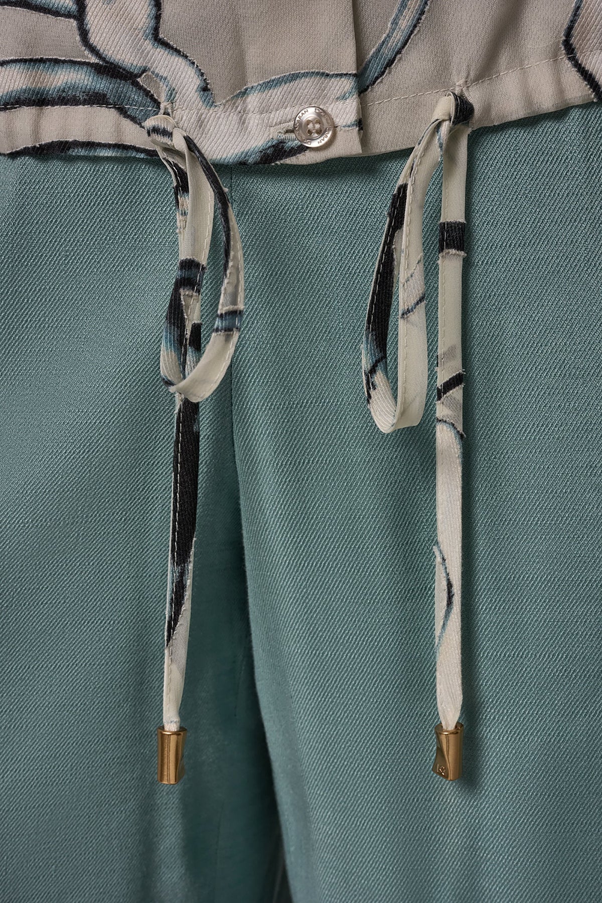 BURNOUT DRAWSTRING HEM BLOUSE - Aquamint Multi