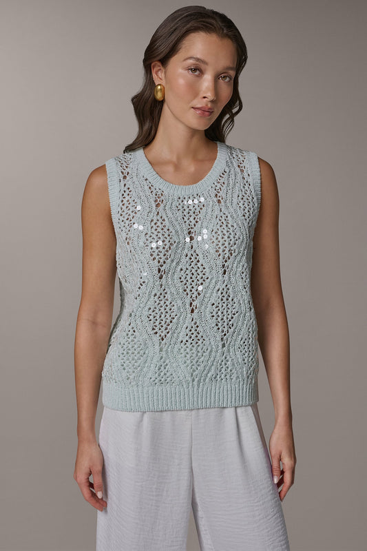 SEQUIN OPEN-STITCH SHELL - Skylight