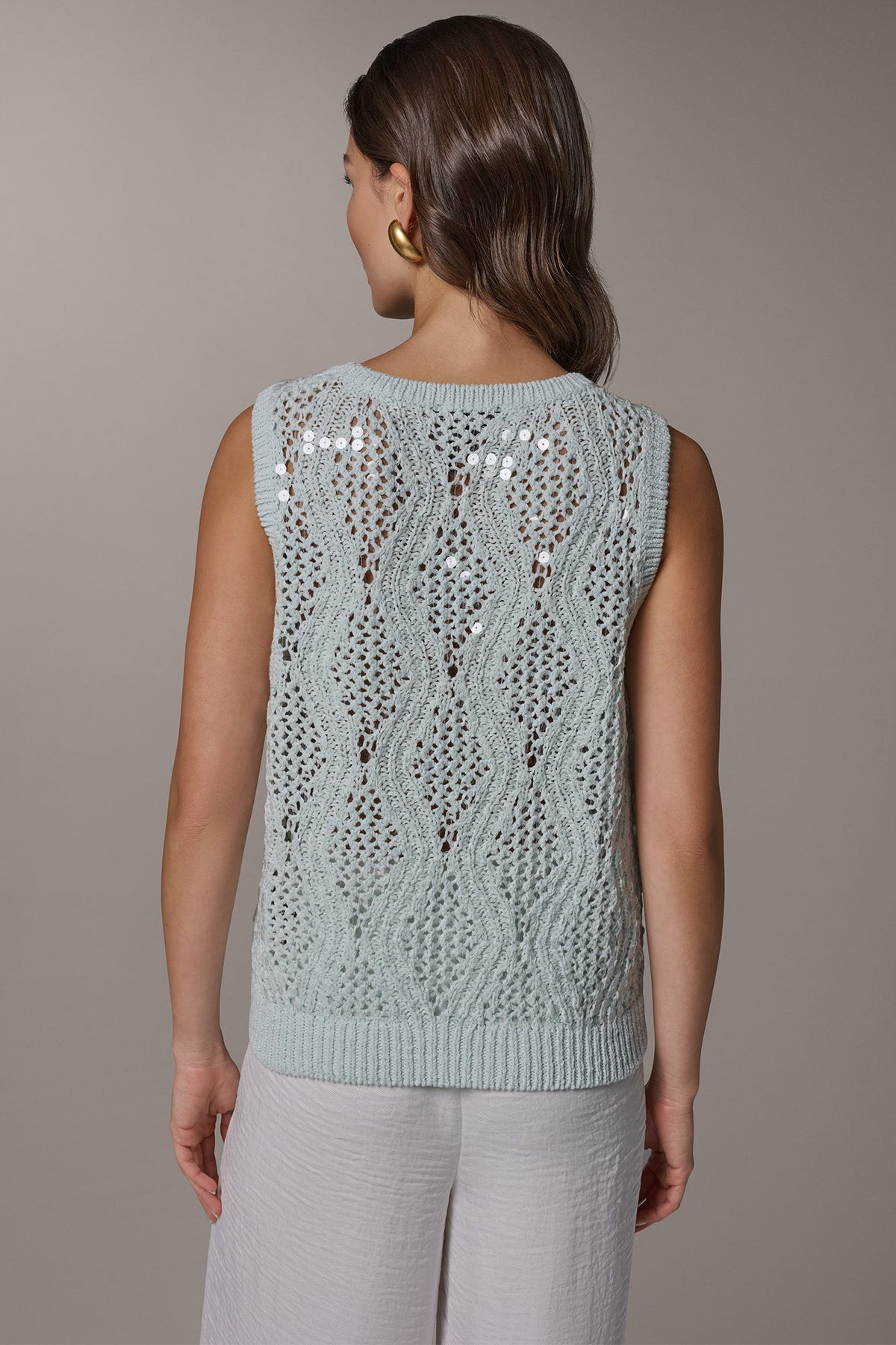 SEQUIN OPEN-STITCH SHELL - Skylight