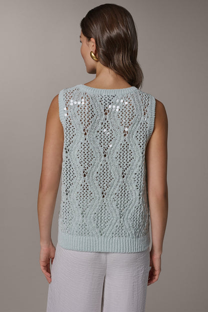 SEQUIN OPEN-STITCH SHELL - Skylight