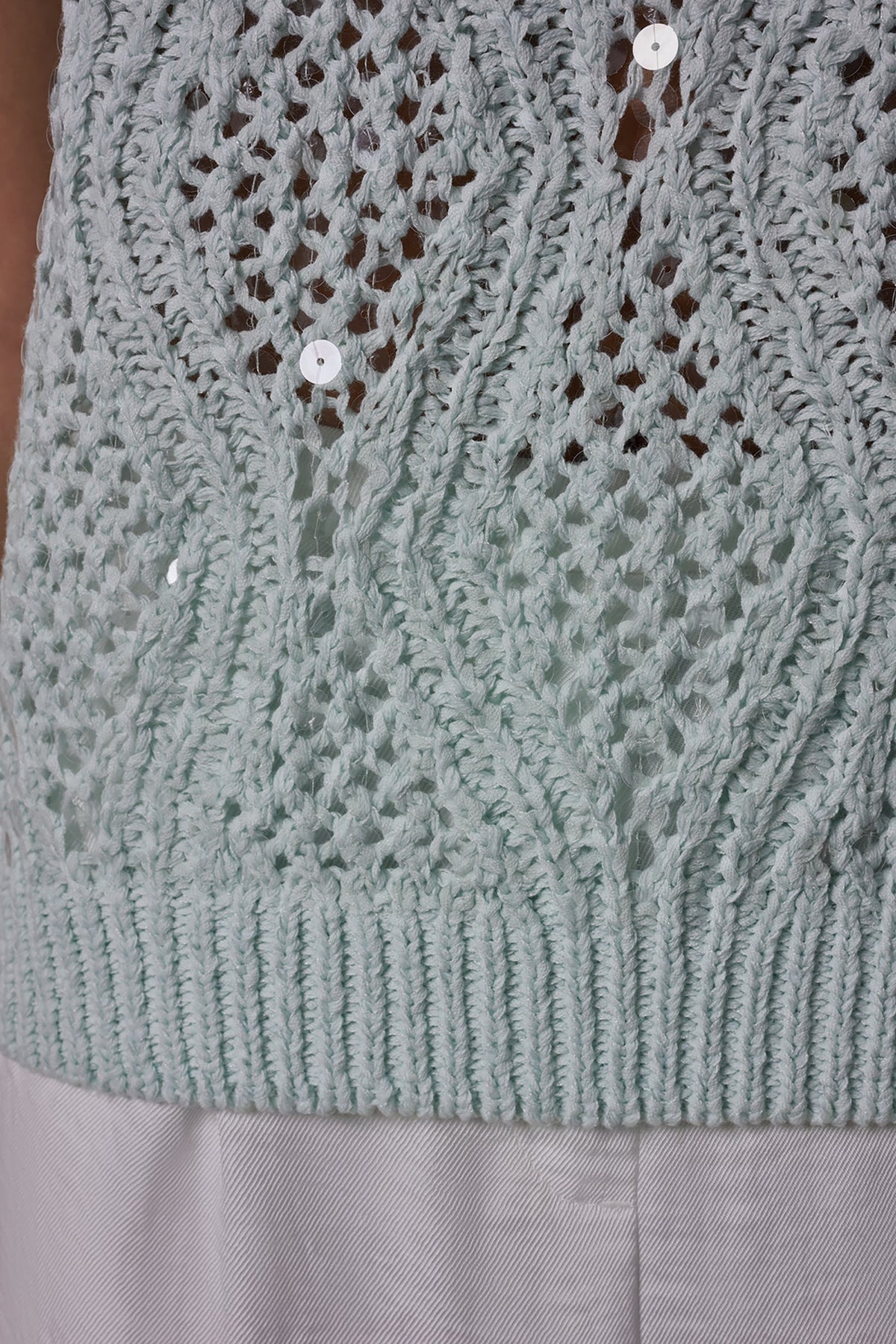 SEQUIN OPEN-STITCH SHELL - Skylight