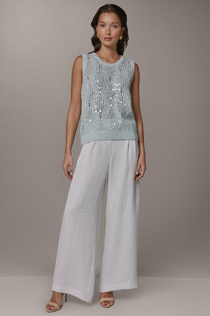 SEQUIN OPEN-STITCH SHELL - Skylight