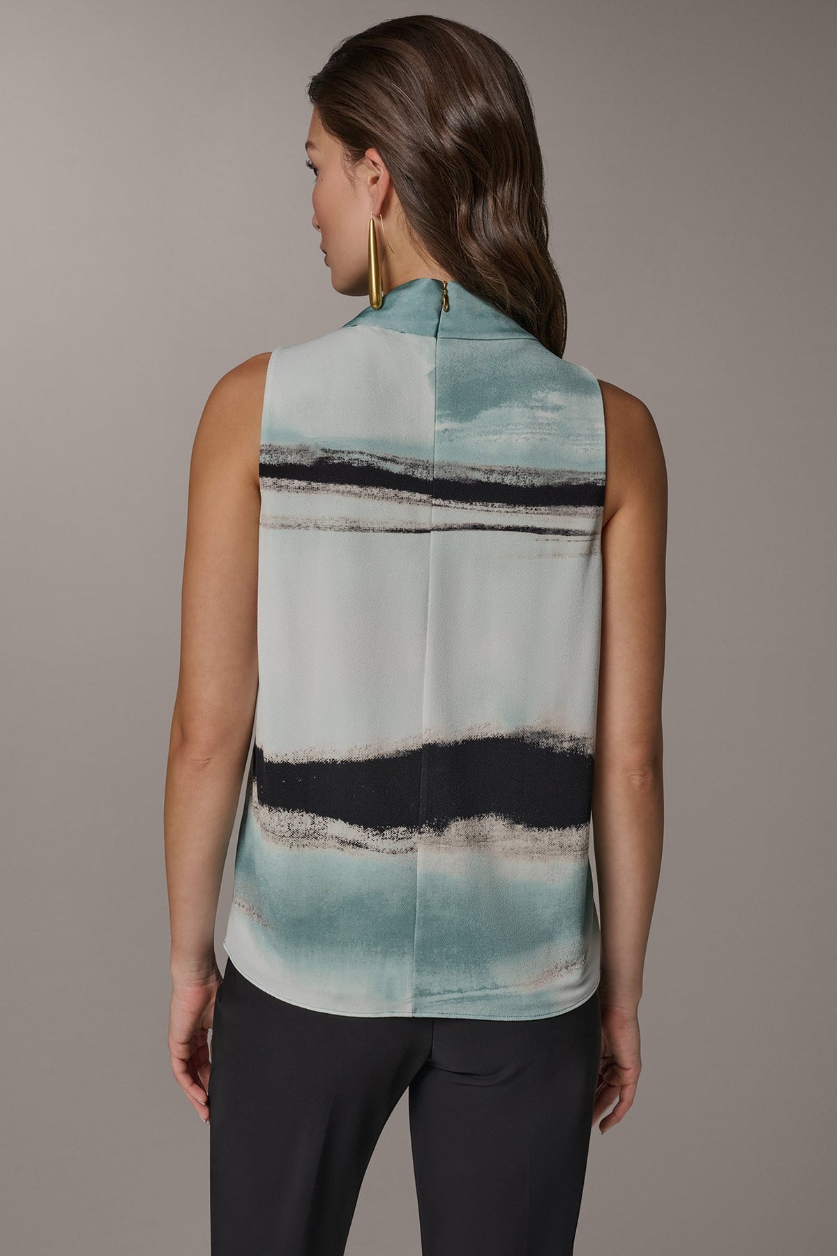 STRIPED DRAPE TWIST SHOULDER BLOUSE - Waterlily Multi