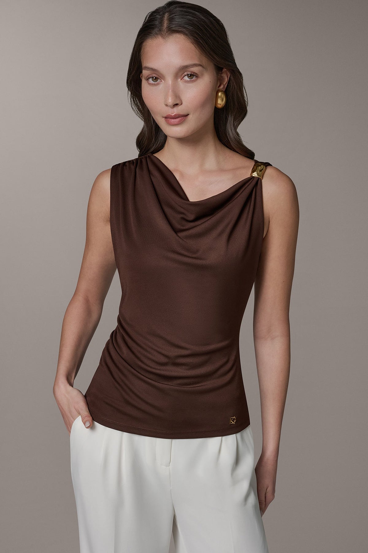 SLEEVELESS COWL-NECK TOP - Canyon