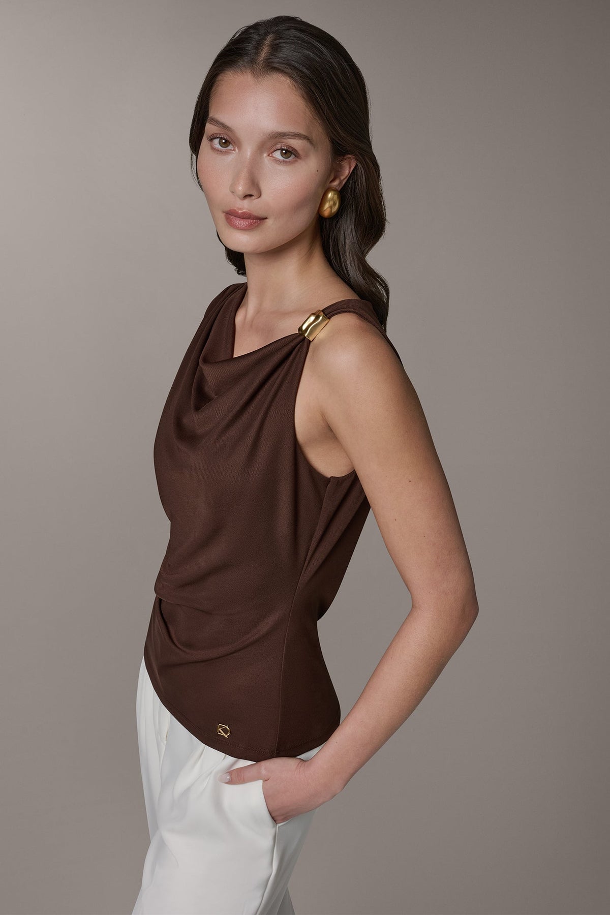 SLEEVELESS COWL-NECK TOP - Canyon