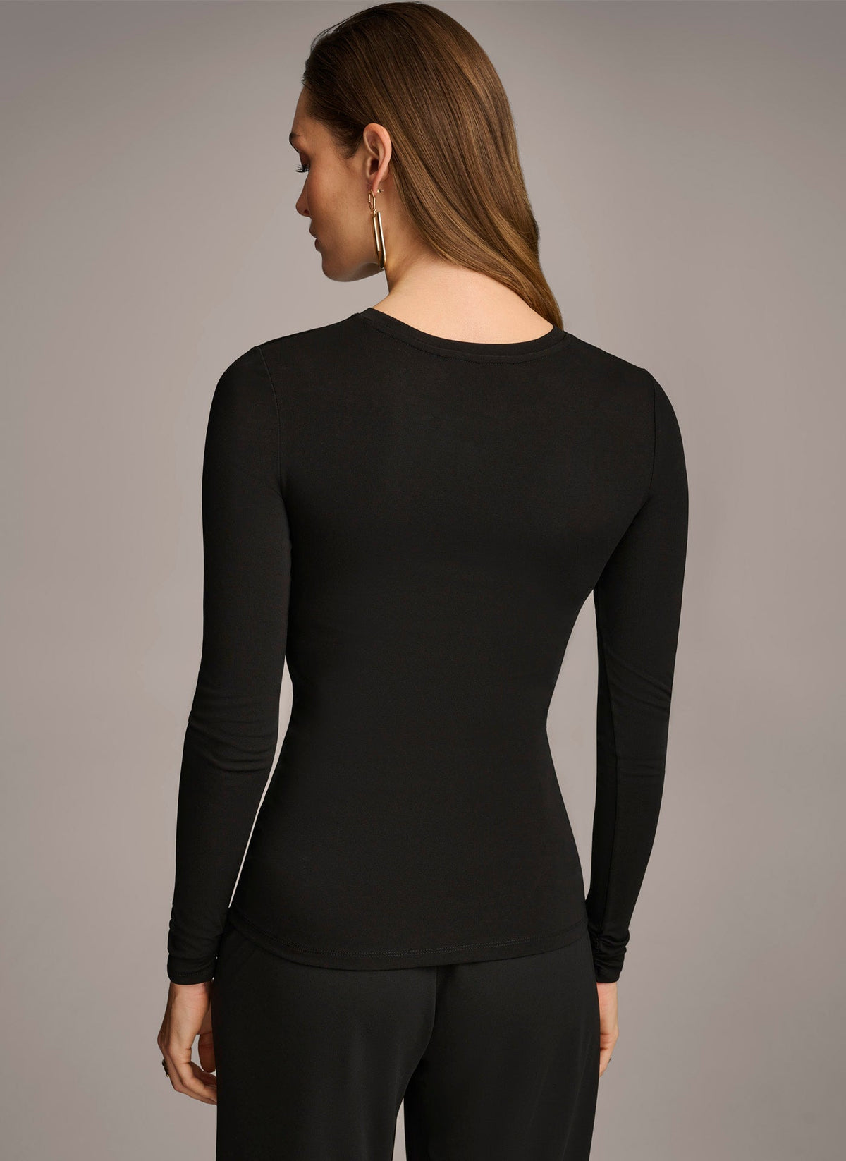 RUCHED DETAIL TOP - Black