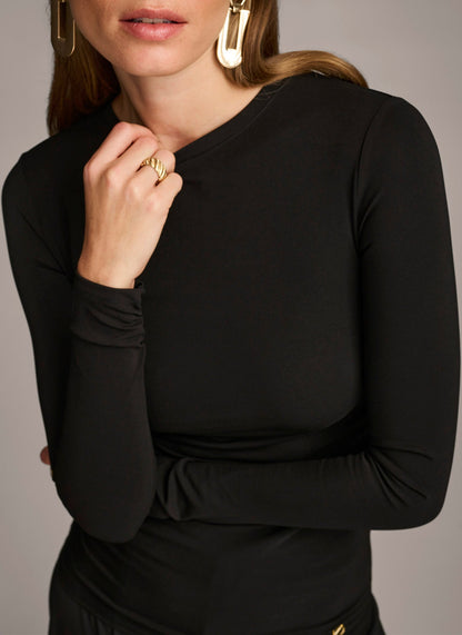 RUCHED DETAIL TOP - Black