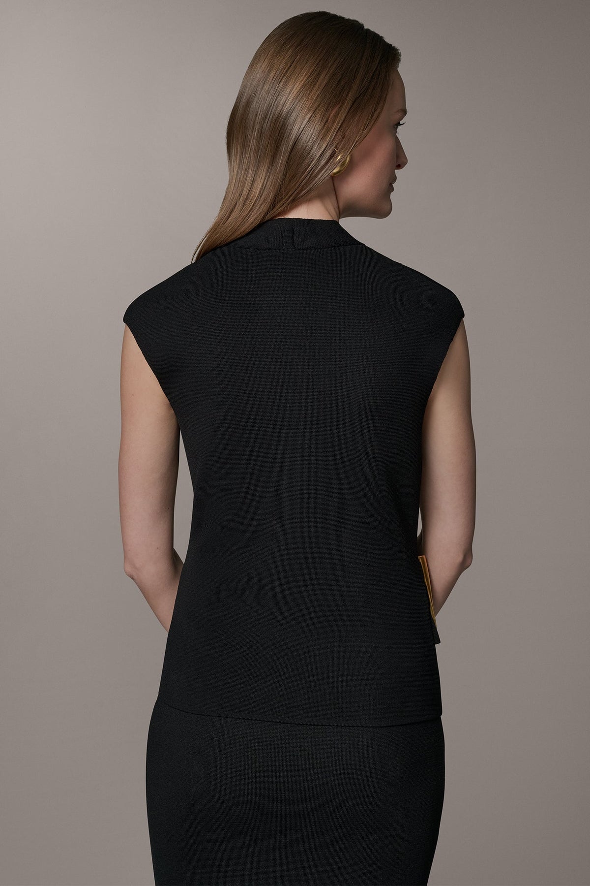 V-NECK WRAP-EFFECT TOP - Black