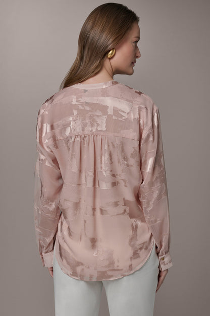 ABSTRACT BURNOUT BLOUSE - Snow Petal