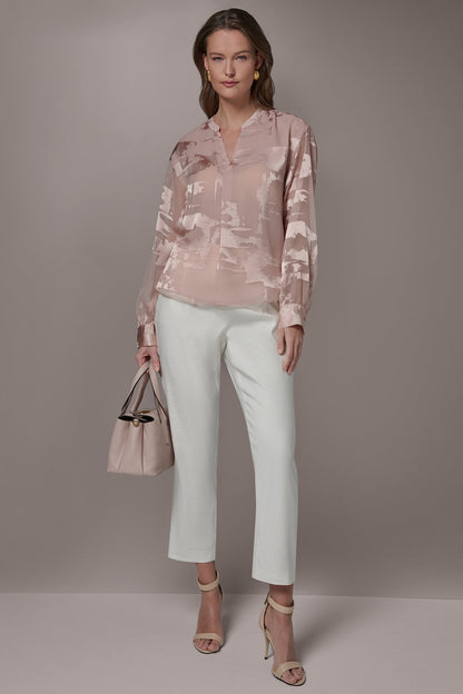 ABSTRACT BURNOUT BLOUSE - Snow Petal