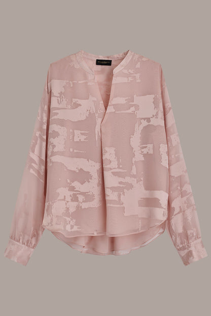 ABSTRACT BURNOUT BLOUSE - Snow Petal