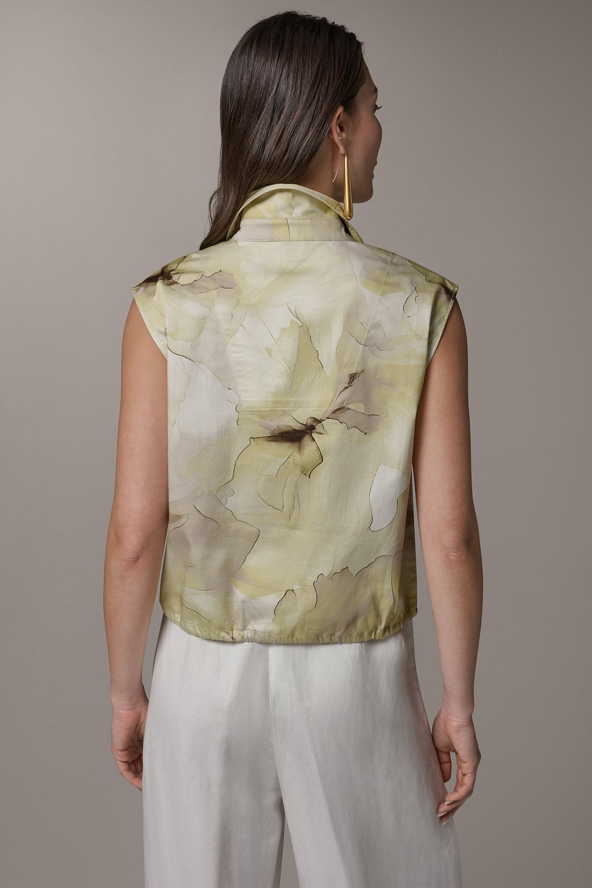 SLEEVELESS PRINT DRAWSTRING HEM BLOUSE - CITRUS MULTI