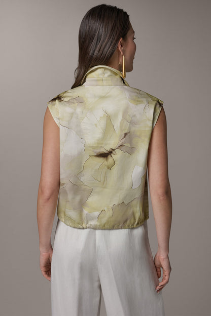 SLEEVELESS PRINT DRAWSTRING HEM BLOUSE - CITRUS MULTI