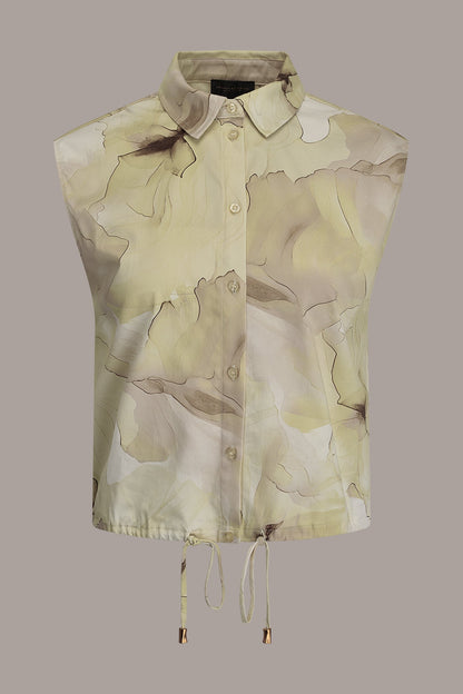 SLEEVELESS PRINT DRAWSTRING HEM BLOUSE - CITRUS MULTI