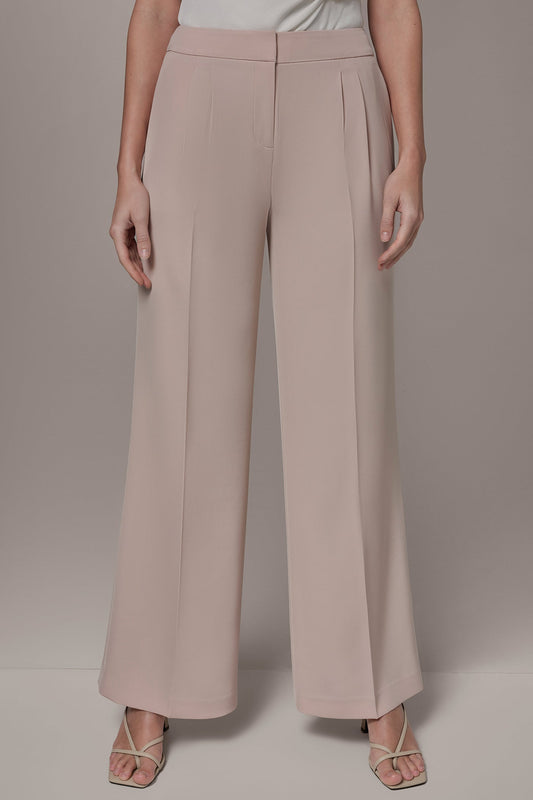 MID-RISE PLEATED WIDE-LEG SUIT PANT - Snow Petal