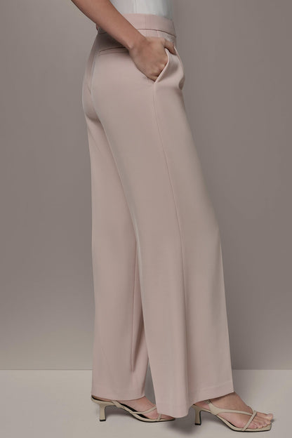 MID-RISE PLEATED WIDE-LEG SUIT PANT - Snow Petal