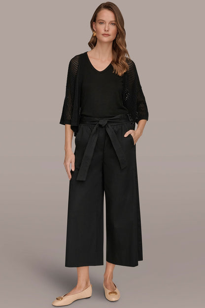 CROPPED MID-RISE WIDE-LEG PANT - Black