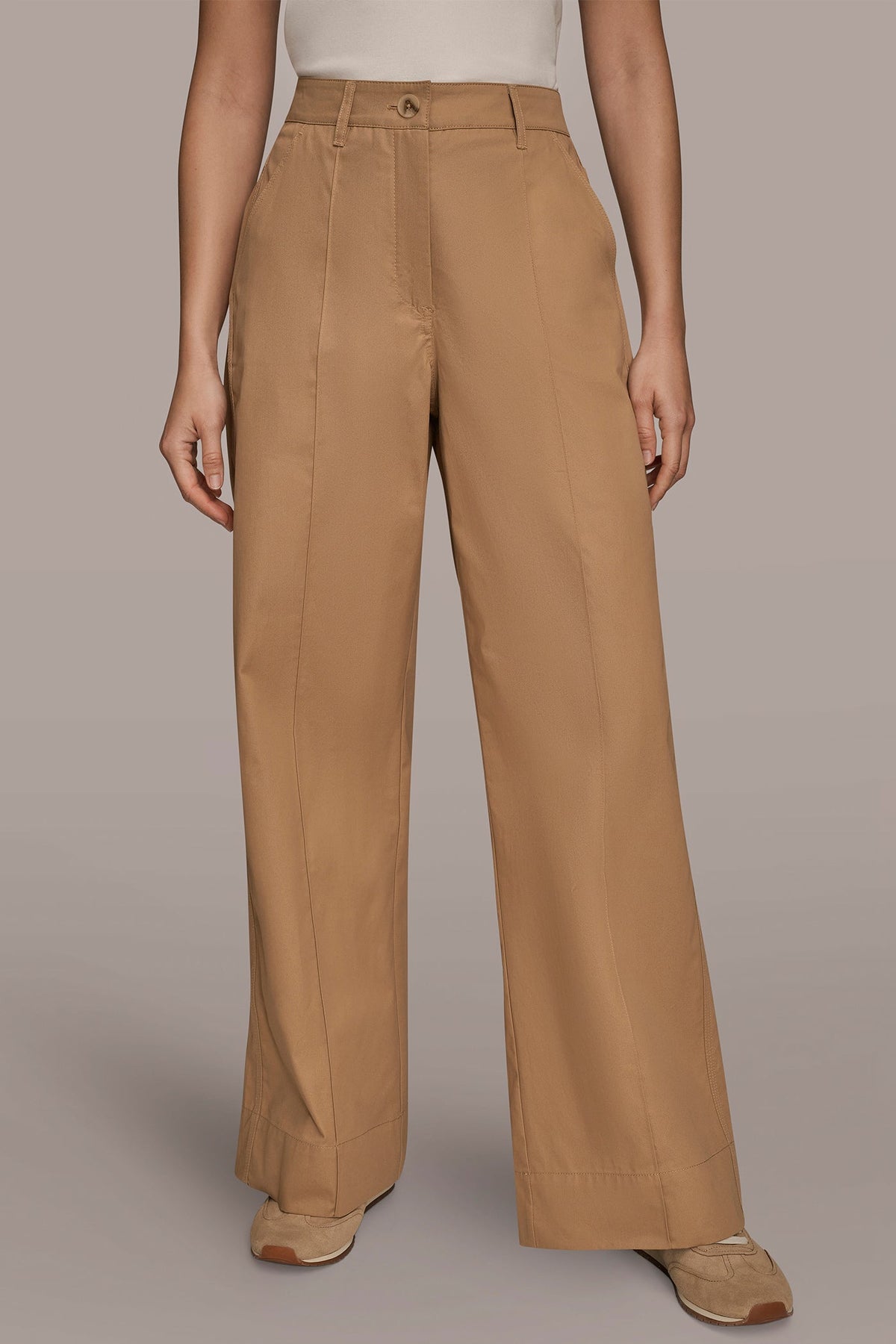 HIGH-RISE PINTUCKED TROUSER - FAWN