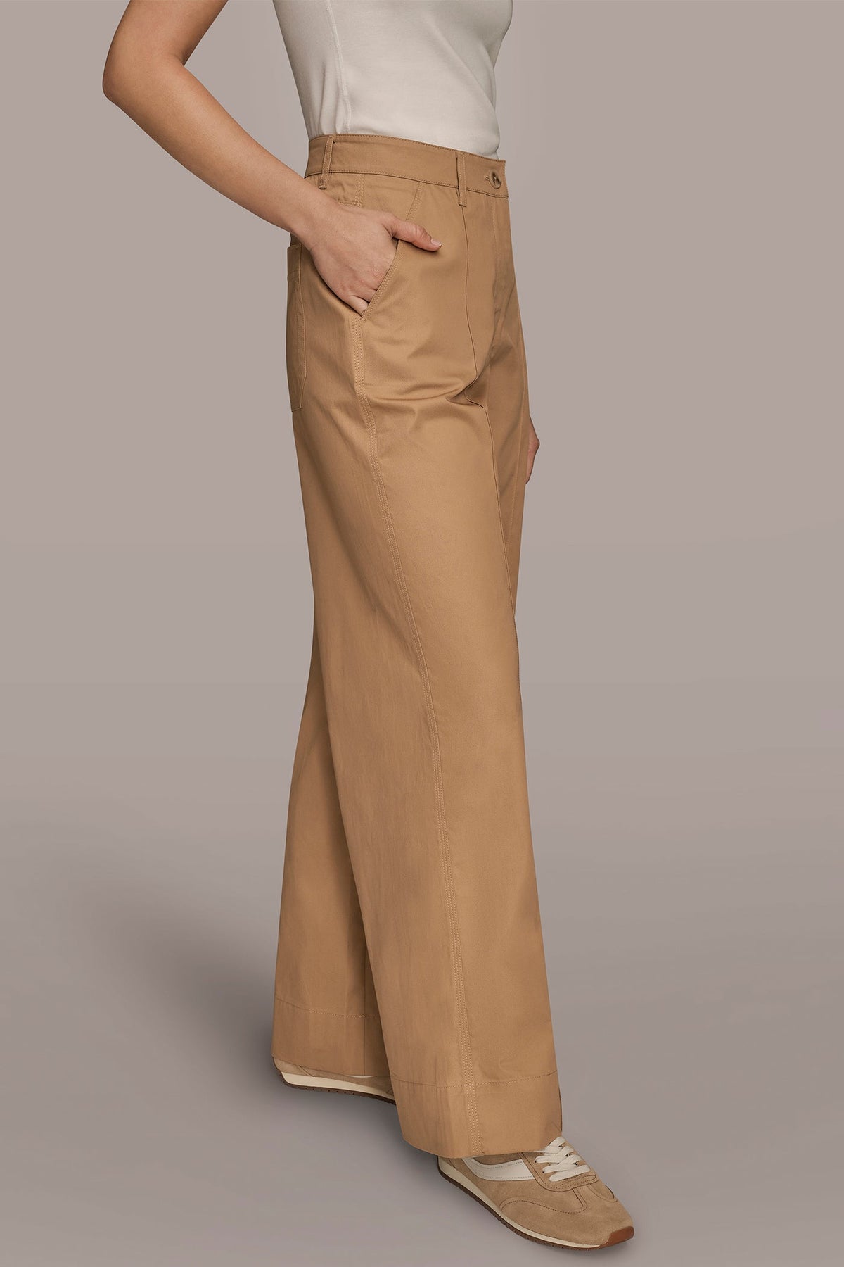 HIGH-RISE PINTUCKED TROUSER - FAWN