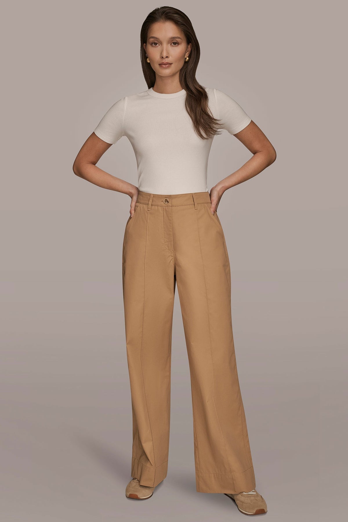 HIGH-RISE PINTUCKED TROUSER - FAWN