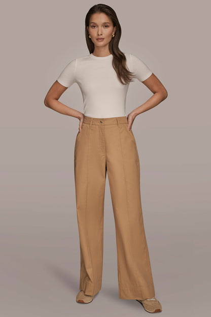 HIGH-RISE PINTUCKED TROUSER - FAWN