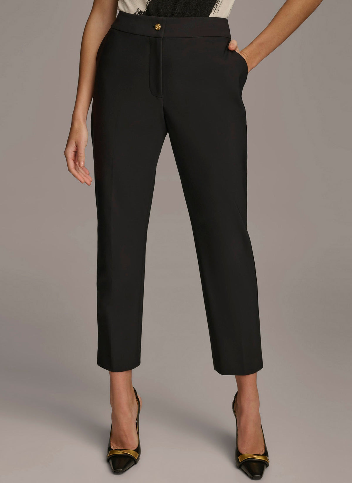 SLIM LEG ANKLE LENGTH PANT - Black