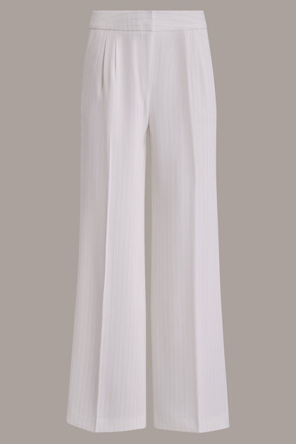 MID-RISE PINSTRIPE WIDE-LEG SUIT PANT - Cream/Tuscan Grey