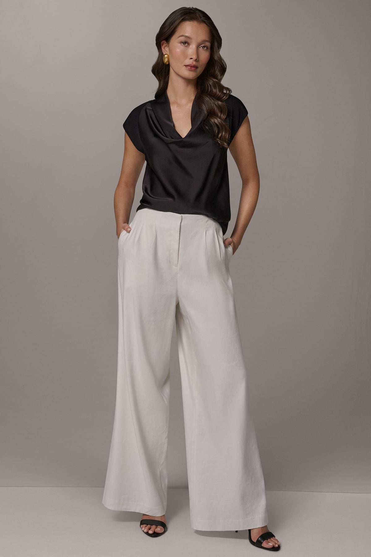 EXTRA HIGH-RISE PLEATED WIDE-LEG PANT - Cream