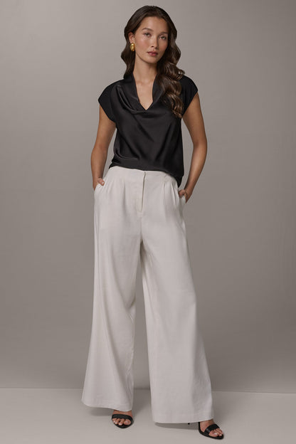 EXTRA HIGH-RISE PLEATED WIDE-LEG PANT - Cream