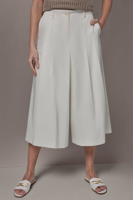 EXTRA HIGH-RISE COTTON-SATEEN PLEATED WIDE-LEG PANT - Cream