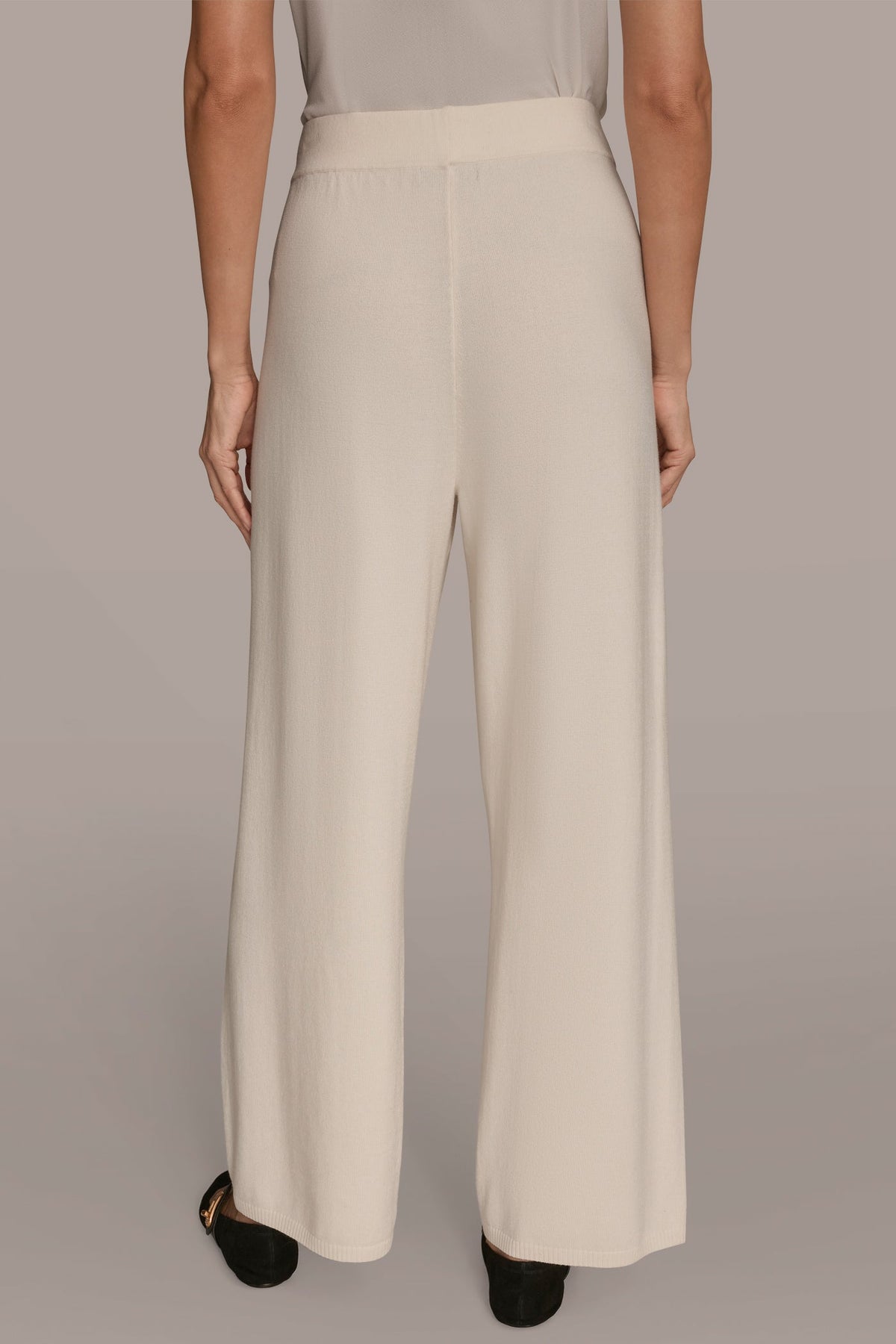 HIGH-RISE WIDE-LEG SWEATER ANKLE PANT - cream