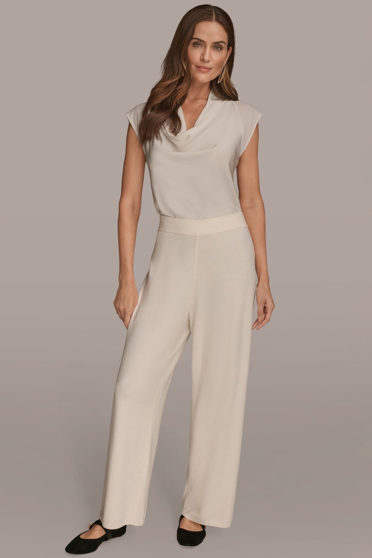 HIGH-RISE WIDE-LEG SWEATER ANKLE PANT - cream