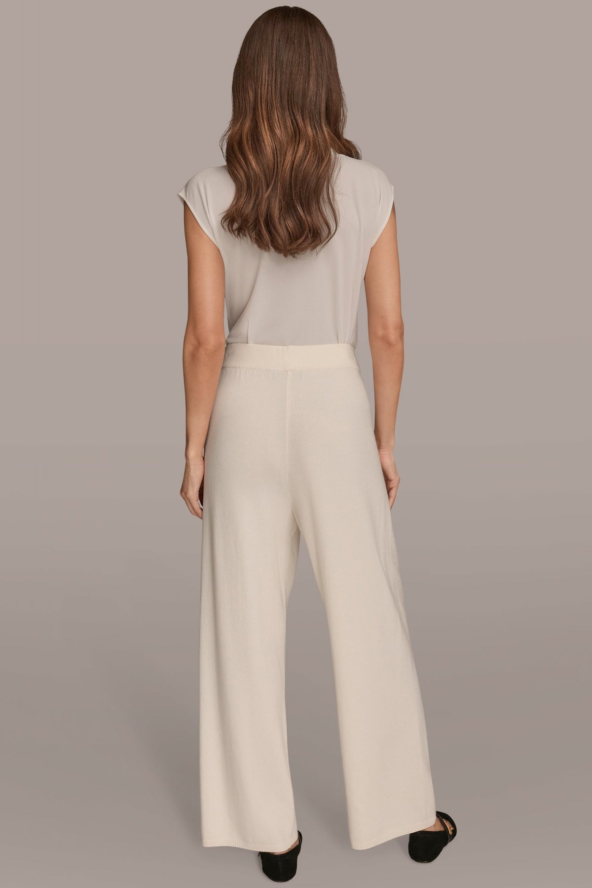 HIGH-RISE WIDE-LEG SWEATER ANKLE PANT - cream