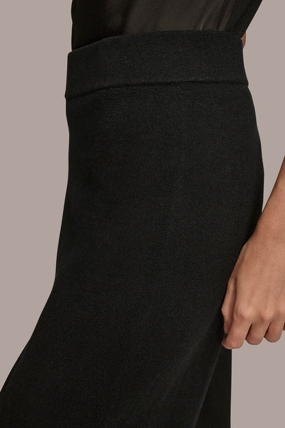 HIGH-RISE WIDE-LEG SWEATER ANKLE PANT - Black
