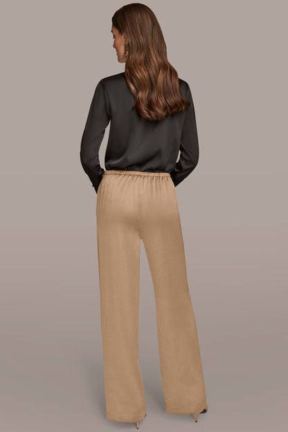 WIDE LEG PULL ON PANT - FAWN