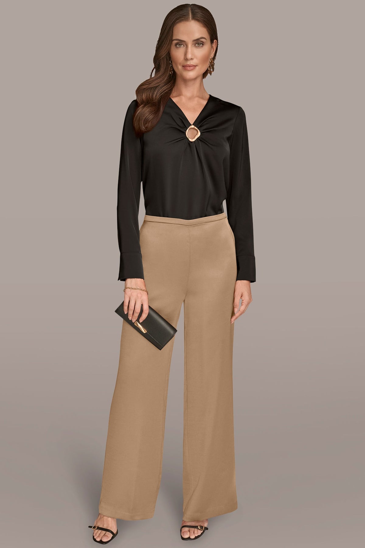 WIDE LEG PULL ON PANT - FAWN