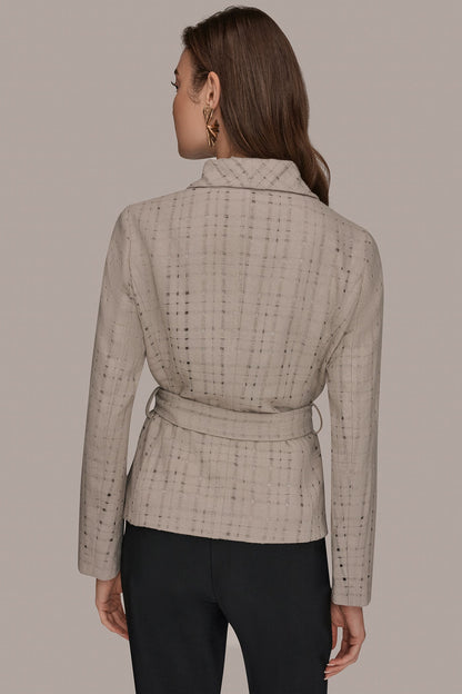 PERFORATED WRAP JACKET WITH BELT - VAPOR