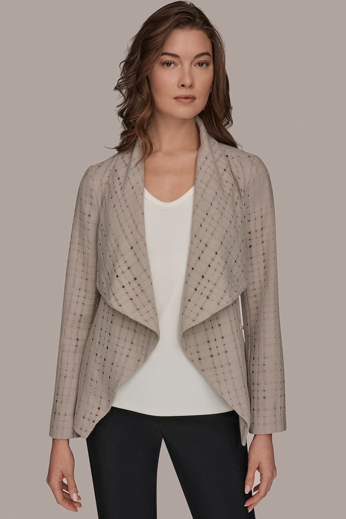 PERFORATED WRAP JACKET WITH BELT - VAPOR