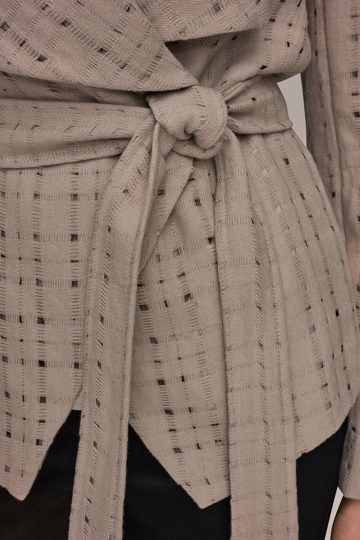 PERFORATED WRAP JACKET WITH BELT - VAPOR