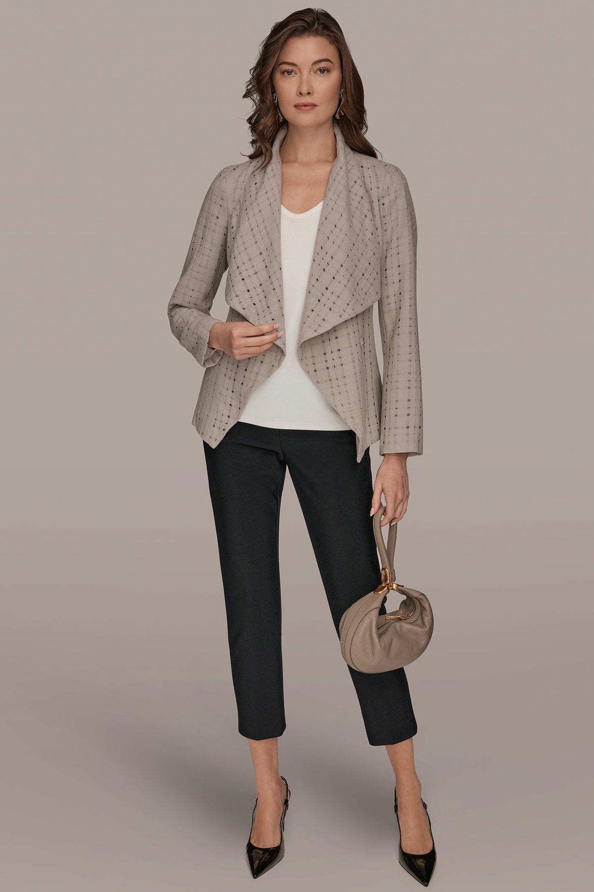PERFORATED WRAP JACKET WITH BELT - VAPOR